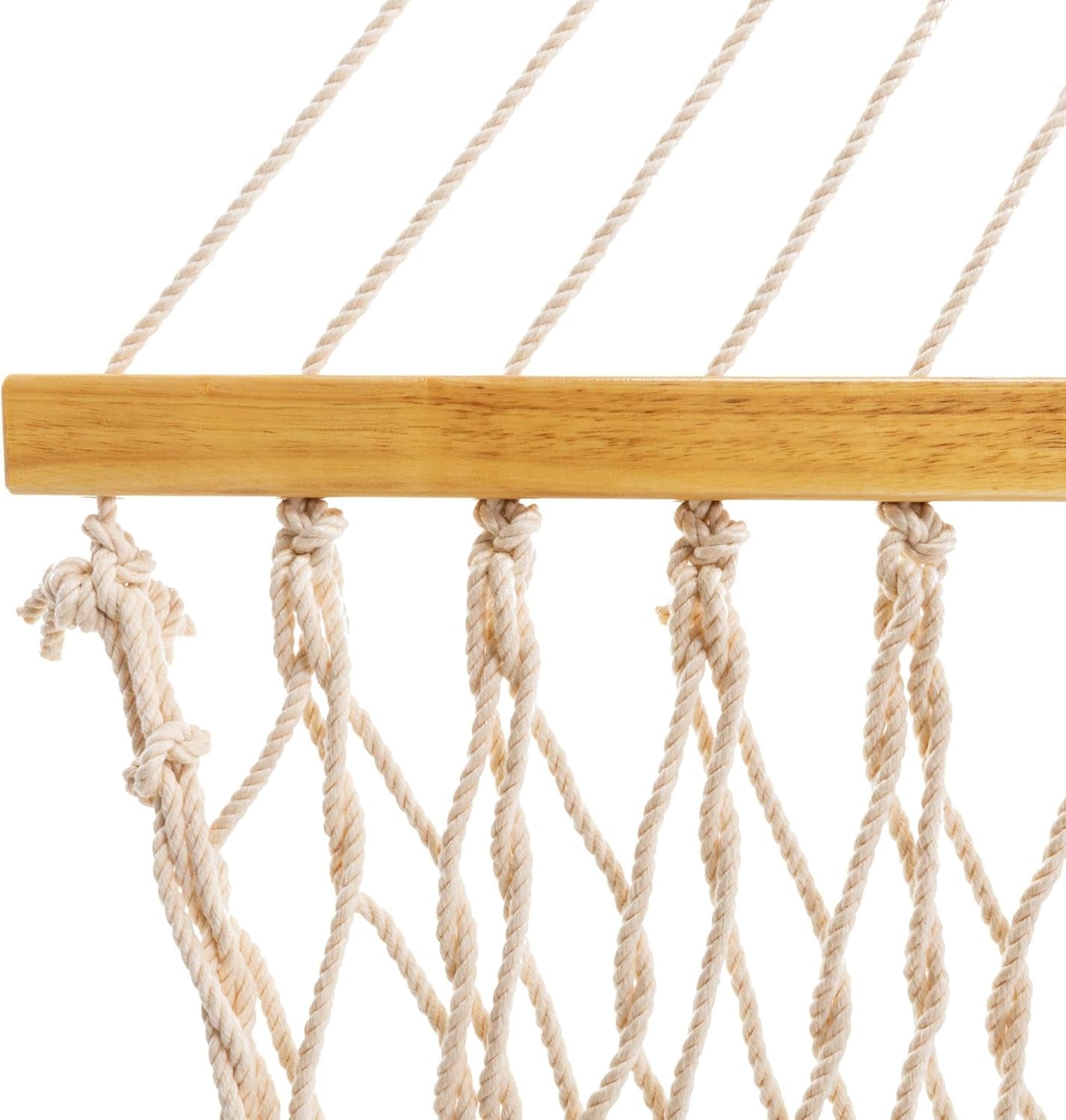 Single Oatmeal Duracord Rope Hammock – 12 Ft. X 50 In., 1-Person, 450 Lb Capacity, Oak Spreader Bar, Zinc-Plated Hardware, Handcrafted in the USA