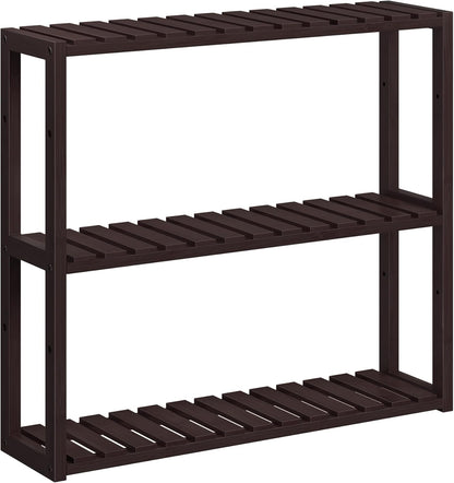Bamboo Bathroom Shelf, 3-Tier Adjustable Plants Rack, Wall-Mounted or Stand, in the Living Room, Balcony, Kitchen, 5.9 X 23.6 X 21.3 Inches, Brown