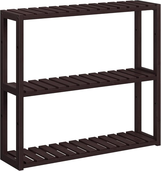 Bamboo Bathroom Shelf, 3-Tier Adjustable Plants Rack, Wall-Mounted or Stand, in the Living Room, Balcony, Kitchen, 5.9 X 23.6 X 21.3 Inches, Brown