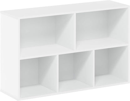 LUDER Book Shelf, 5-Cube Bookshelf, Reversible Bookcase, 9.4 X 19.5 X 31.5, Easy Assembly, for Living Room, Bedroom, Home Office, White