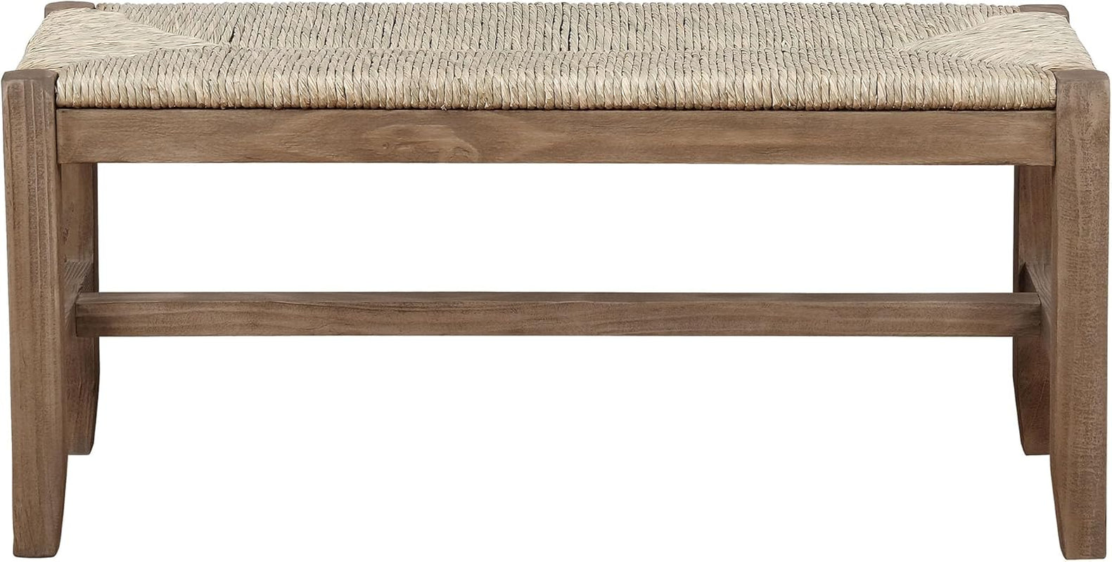 Newport 40 Inch Solid Wood Entryway Bench - Modern Farmhouse Indoor Decorative Bench with Natural Seagrass Rush Seat - Furniture for Entryway, Dining Room, or Kitchen (Natural)