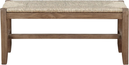 Newport 40 Inch Solid Wood Entryway Bench - Modern Farmhouse Indoor Decorative Bench with Natural Seagrass Rush Seat - Furniture for Entryway, Dining Room, or Kitchen (Natural)