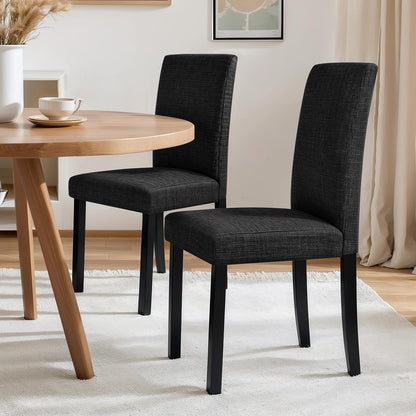 Upholstered Dining Chairs Set of 4, Fabric Dining Room Chairs with Solid Wood Legs, Modern Parson Chairs for Kitchen, Restaurant, Hotel, Black