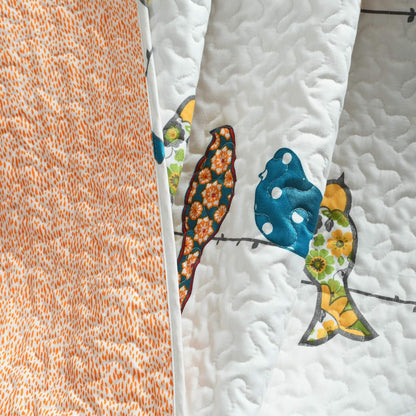 Rowley Birds Reversible Throw Blanket, 50" W X 60" L, Multi - Throw Blankets for Bed - Couch Blanket - Farmhouse Throw Blanket for Couch