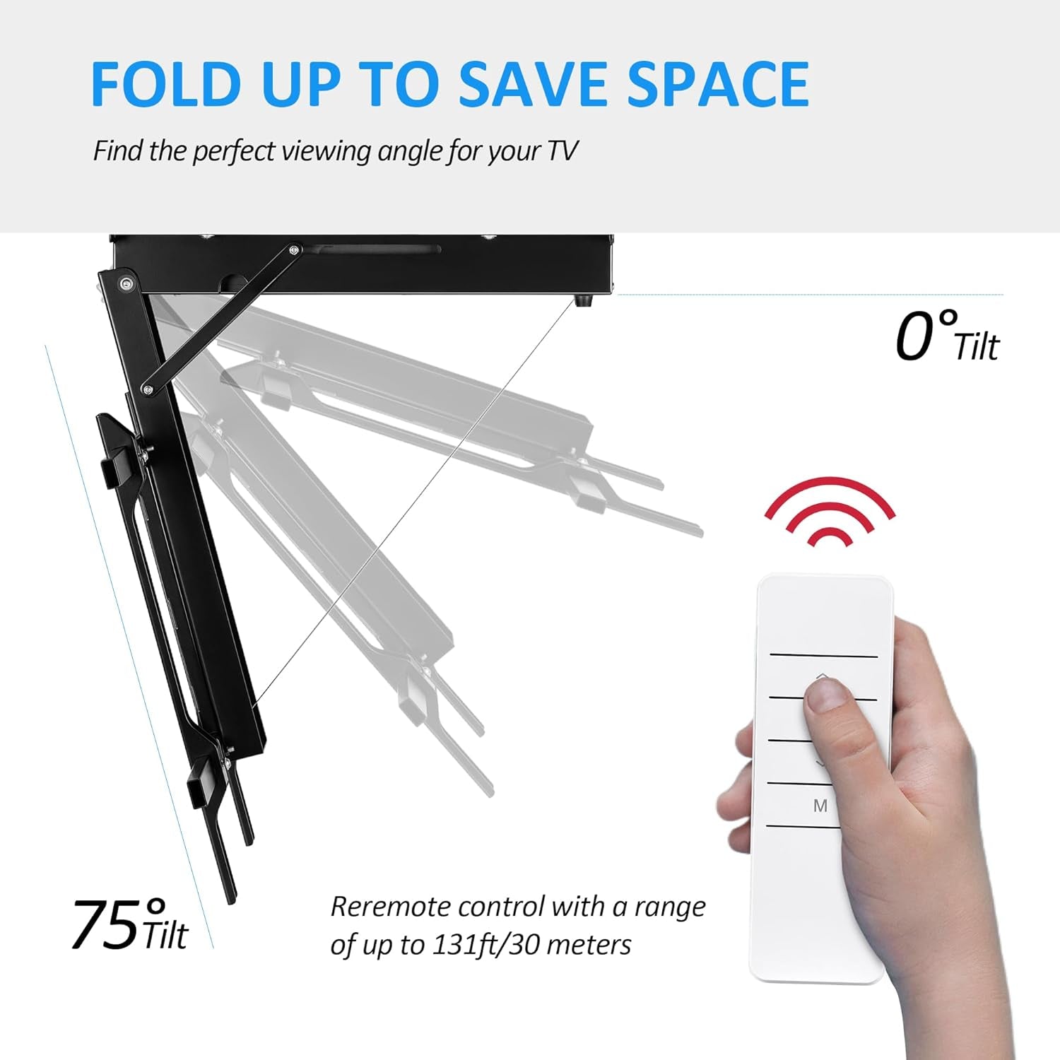 Electric Ceiling TV Mount with Remote - Motorized Ceiling TV Mount for Flat and Pitched Roof, 32 to 70 Inch Flat and Curved Screen Tvs (Black)