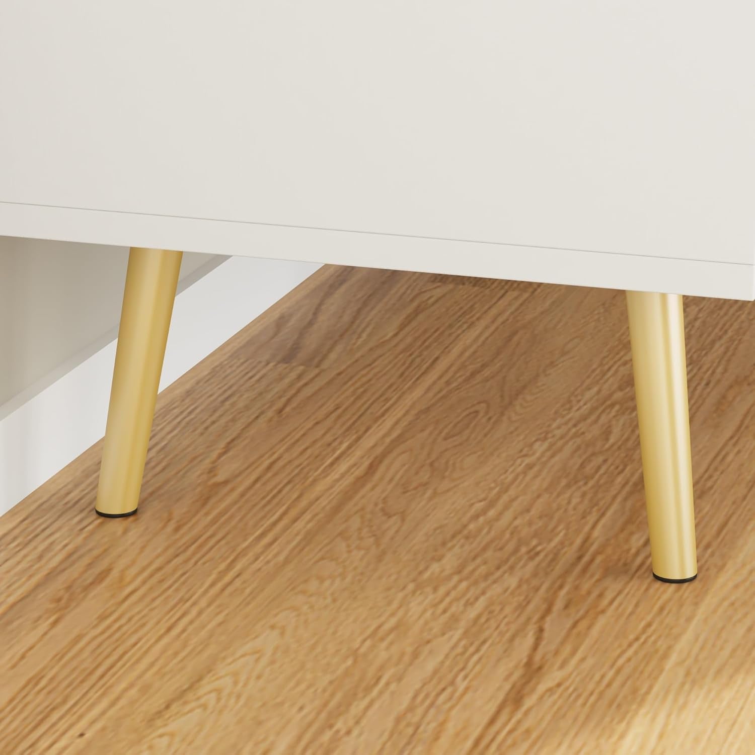 6 Drawer White Dresser, 47.2” Double Dresser with Gold Metal Handles and Legs, Modern Chest of Drawers Wood Storage Cabinet for Bedroom Living Room, 47.2”W X 15.7”D X 30.1”H