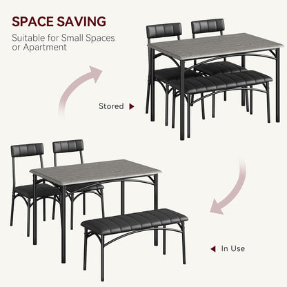 Dining Table Set for 2, Kitchen Table with Upholstered Chairs for 2, Small Dining Room Table Set, Square Kitchen Table Set for Small Space, Apartment, Home, Studio, Rustic Grey