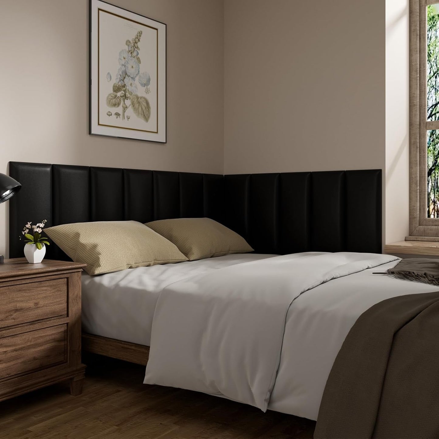 Twin Headboards, Self-Adhesive 3D Panels, Upholstered Wall Panels for Bedroom/Living Room (6 Pieces 9.84 in X 23.6 In)