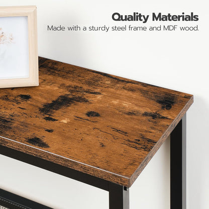 29.5" Narrow Console Table, 3-Tier Entryway Table, Thin Sofa Table with Shelves, Side Table, Display Table, for Hallway, Entrance, Living Room, Bedroom, Rustic Brown and Black BF73XG01