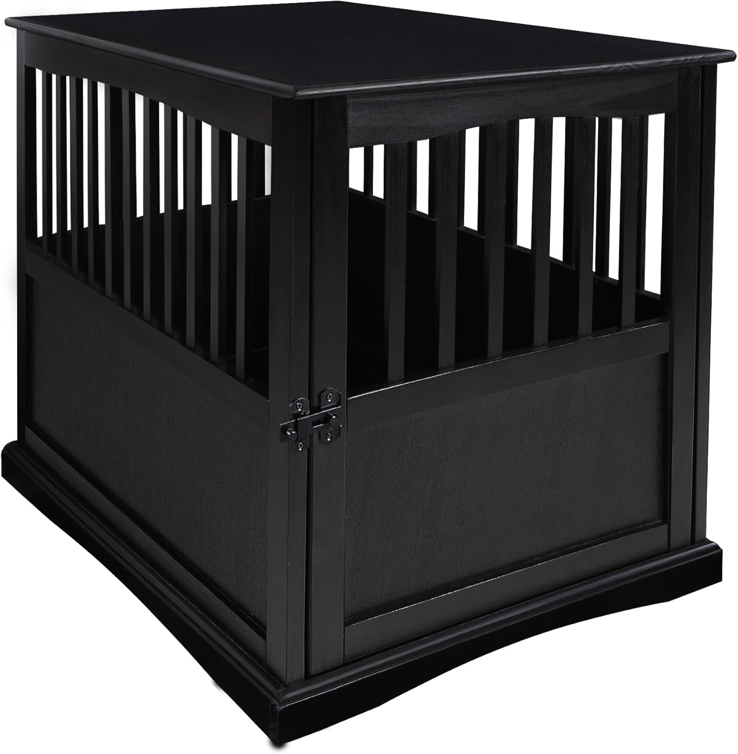 Wooden Large Pet Crate, End Table, (Black, 24"W X 36.5"D X 29.25"H)