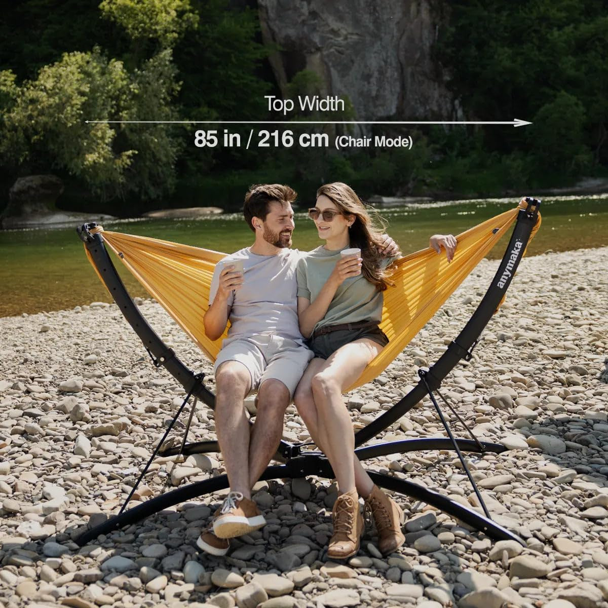 Set up in 3 Seconds Adjustable Portable Aluminum Alloy Hammock Stand for outside with Chair Mode & Lounge Mode up to 105''