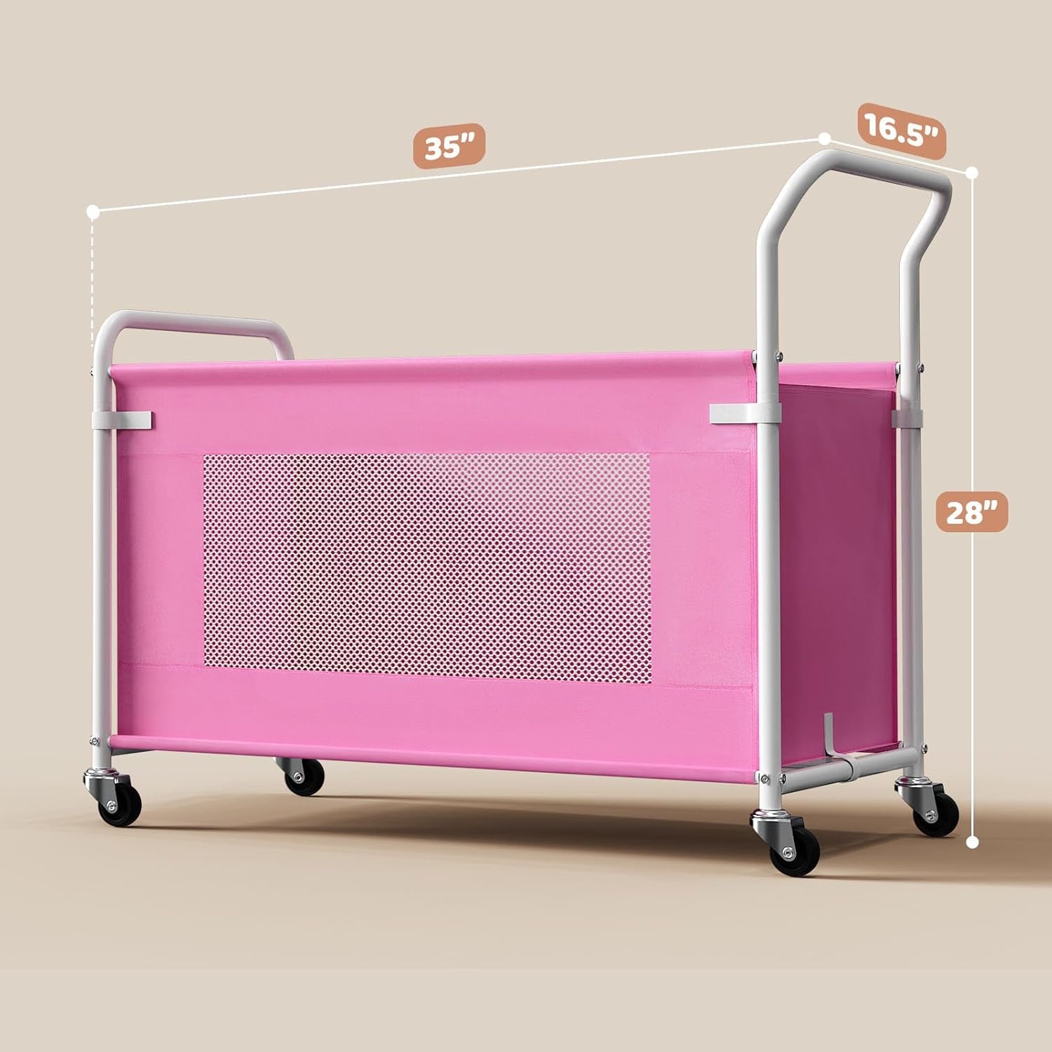 Extra Large Toy Box for Kids with 360° Rotating Wheels, Heavy Duty Toy Chest for Boys and Girls, Toy Storage Organizer for Kids, Toy Bins for Living Room, Nursery, Bedroom (Pink)