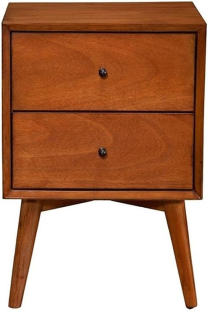 Flynn Mid Century Modern Mahogany Fully Assembled Bedroom Side Nightstand with 2 Bedside Storage Drawers, Chestnut