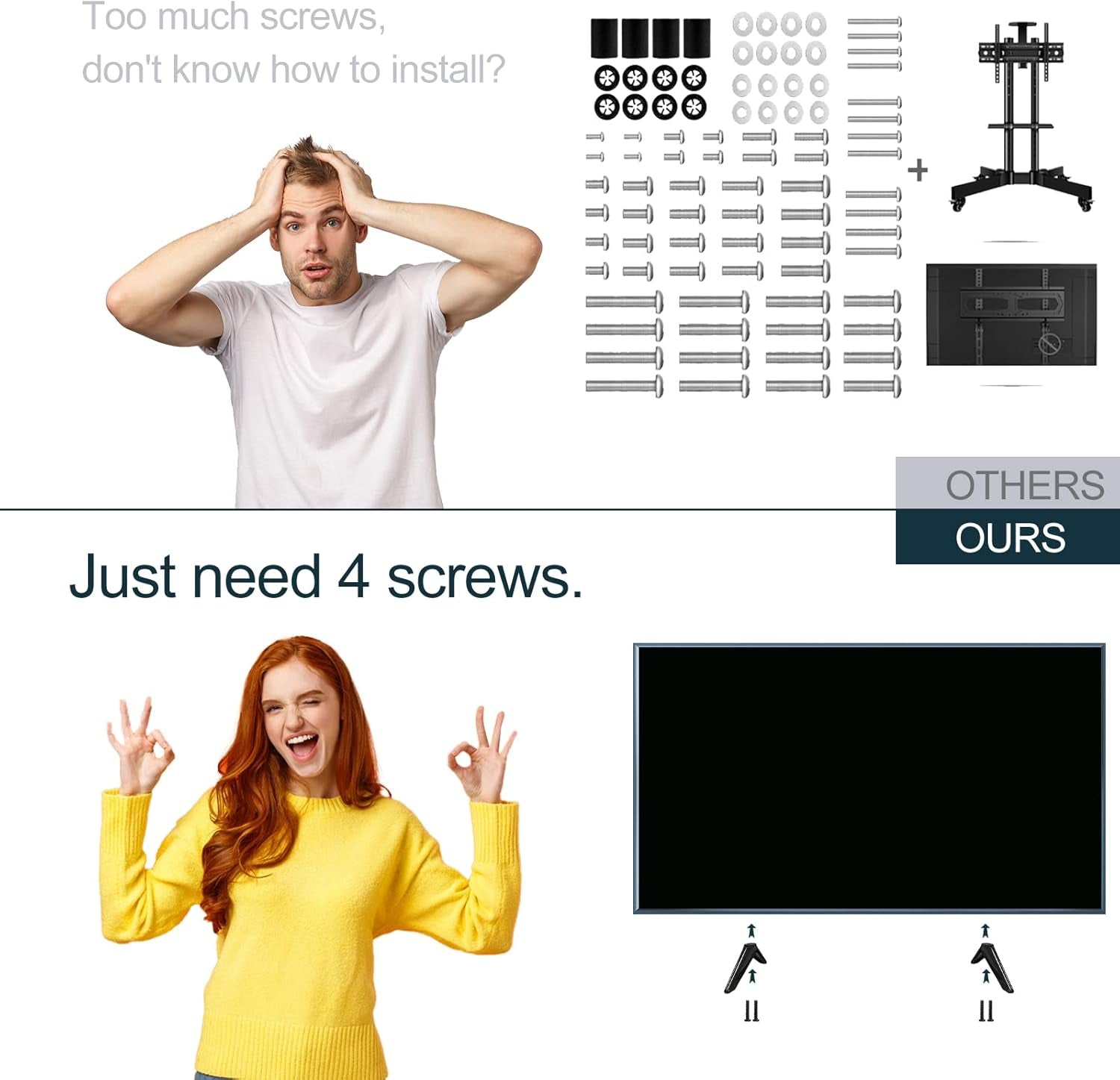 Stand for TCL TV Stand Legs Compatible with Select Models for 28 32 40 43 49 50 55 65 Inch for TCL TV Stand, for 28D2700 32S321 40S325 43S431 43S303 49S423 50S423 50S425 55S525, for TCL Roku TV Legs