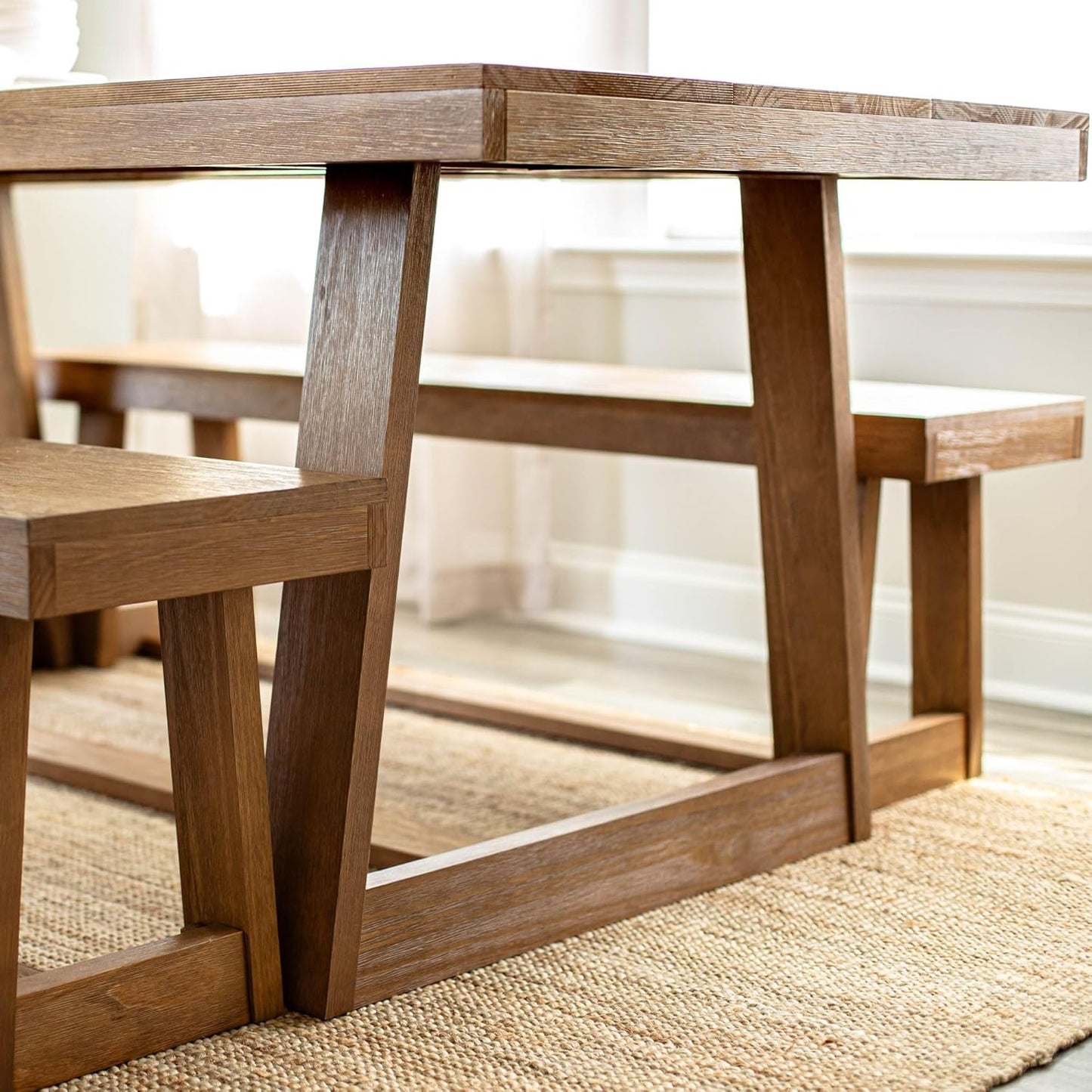 72 Inch Farmhouse Dining Table, Solid Wood Rustic Kitchen Table, Large Wooden Rectangular Dinner Table for Dining Room, Home Office, Living Room Furniture, Easy Assembly, Pecan Wirebrush