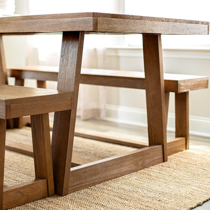 72 Inch Farmhouse Dining Table, Solid Wood Rustic Kitchen Table, Large Wooden Rectangular Dinner Table for Dining Room, Home Office, Living Room Furniture, Easy Assembly, Pecan Wirebrush
