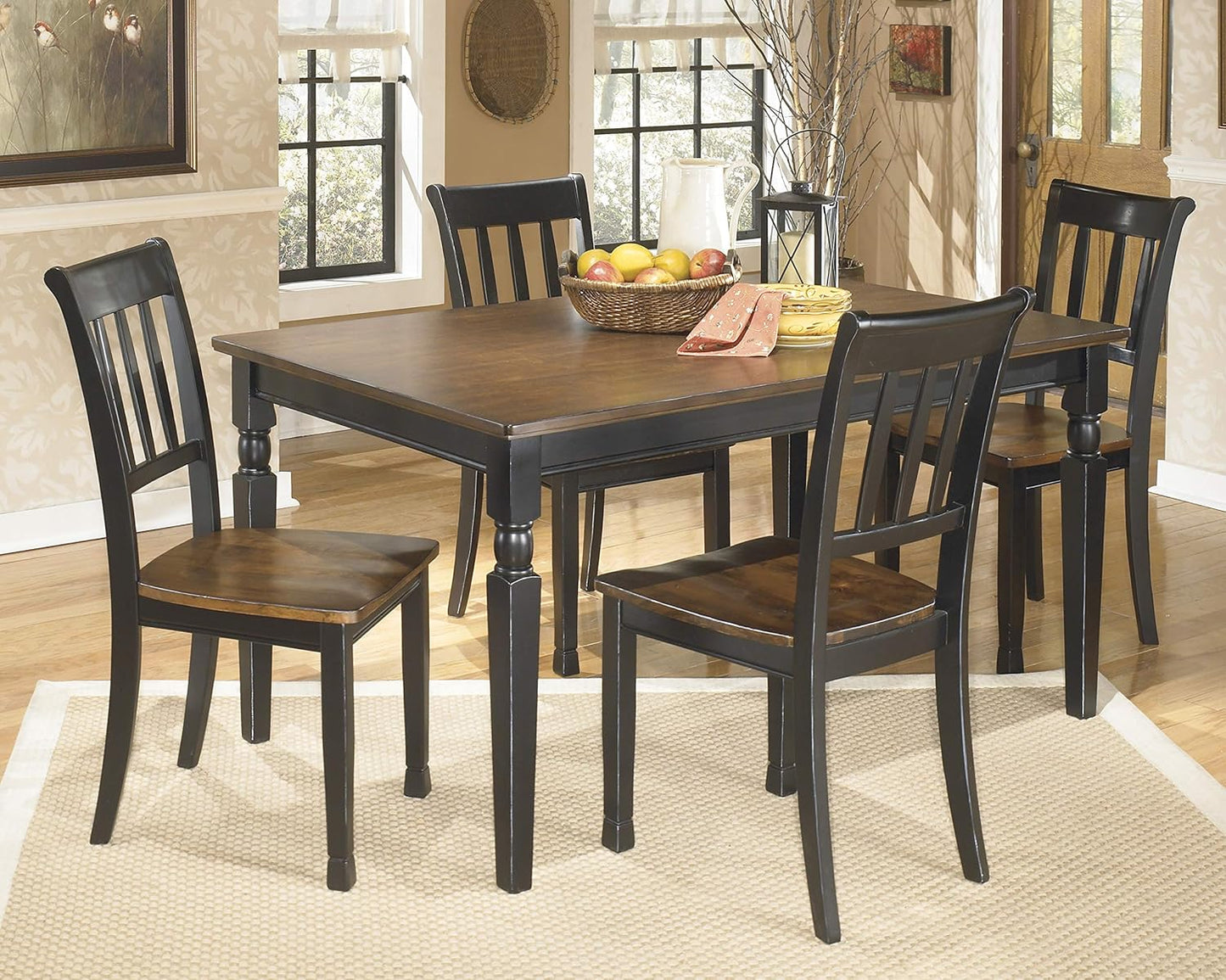 Owingsville Modern Farmhouse Dining Room Side Chair, Set of 2, Black and Brown