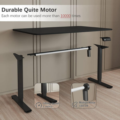 Electric Height Adjustable Standing Desk Large 48 X 24 Inches Sit Stand up Desk Home Office Computer Desk Memory Preset with T-Shaped Metal Bracket, Black