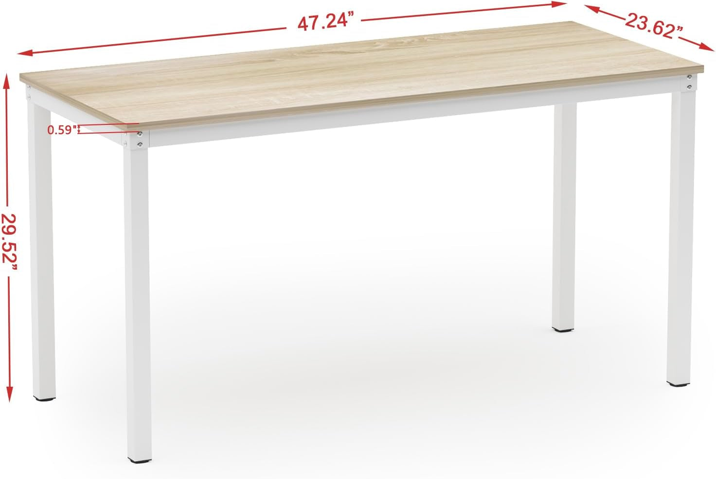 Computer Desk/Dining Table Office Desk Sturdy Writing Workstation for Home Office (47.24”, Beige + White Frame)