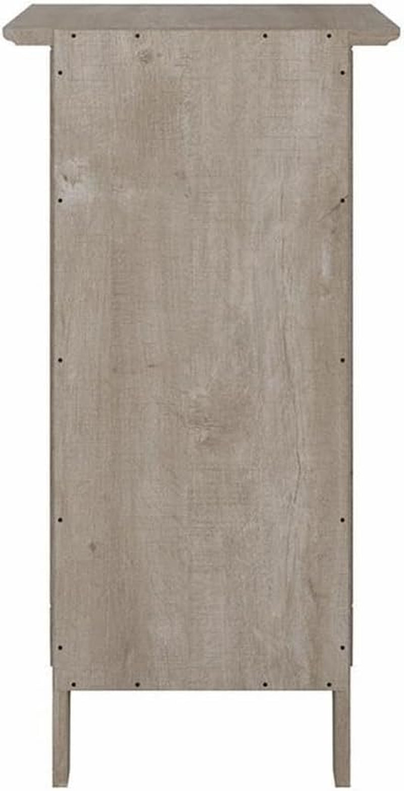 Bush Furniture Key West End Table with Door in Washed Gray, Compact Home Organizer, Storage Solution for Living Room or Bedroom