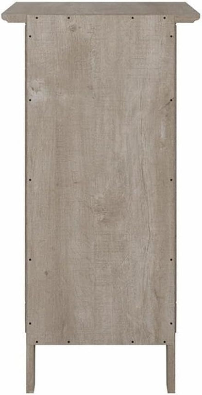 Bush Furniture Key West End Table with Door in Washed Gray, Compact Home Organizer, Storage Solution for Living Room or Bedroom