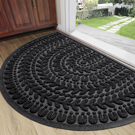Half Circle Door Mat Front Door Mat outside Entrance Welcome Mats Outdoor Indoor Semicircular Doormat for Outdoor Half round Door Mats for Garage Muddy Paws 24"X36"