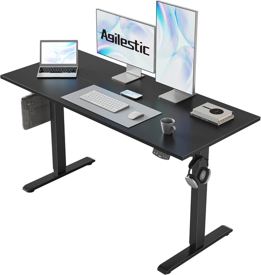 Electric Standing Desk, 55 X 24 Inches Height Adjustable Desk, Sit Stand up for Work Office Home, Ergonomic Rising Computer Table with Memory Preset, White