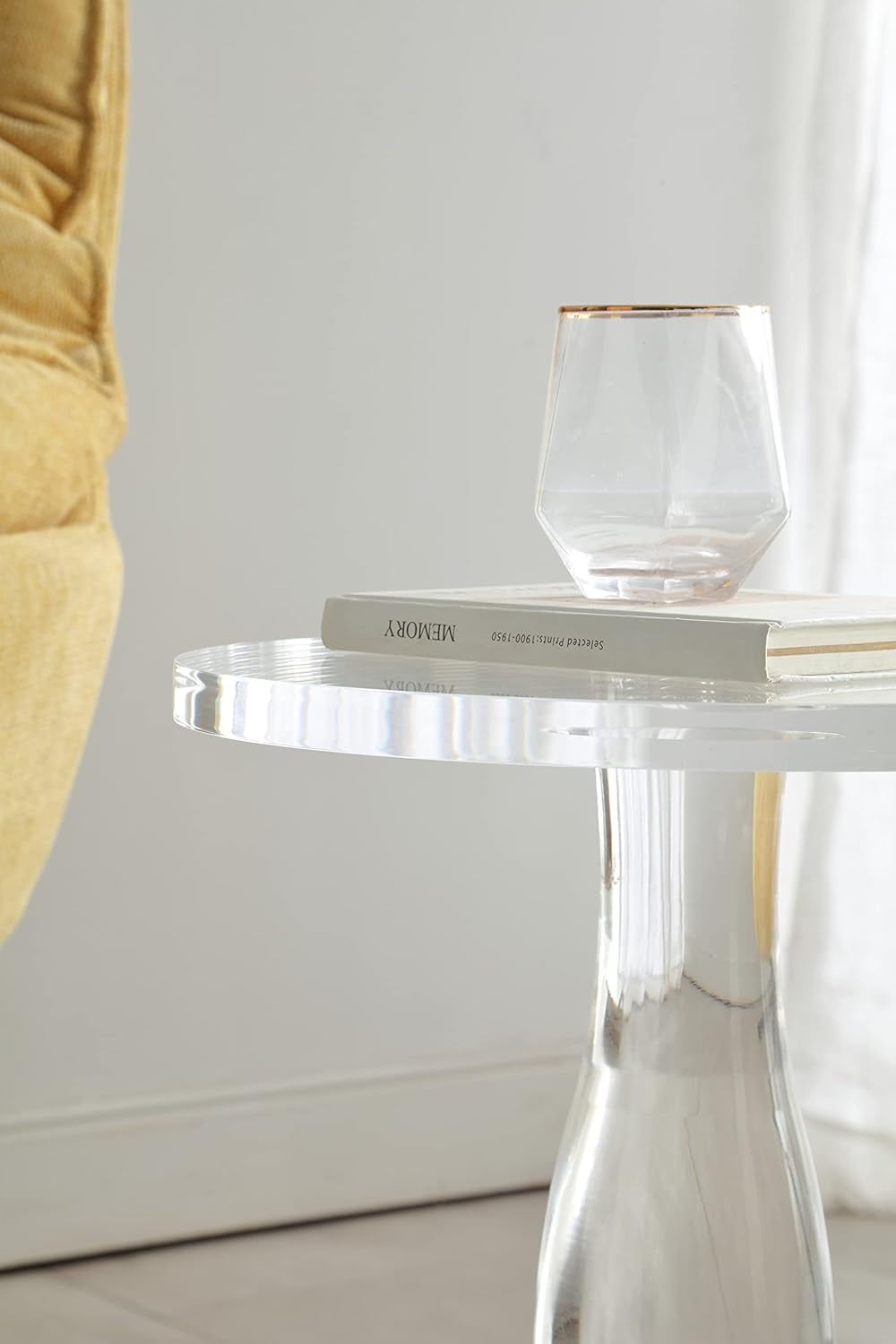 Clear Acrylic Small End Table,Drink Table,For Office, Living Room and Bedroom, 12X12 Inch，20 Inch High