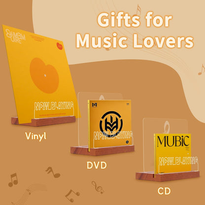 Now Playing Vinyl Record Stand, Light up Record Holder Stand Display Decor, LED Wooden Base with Soft Warm White Lights,Vinyl Album Storage Gifts for Music Lovers Room Decor