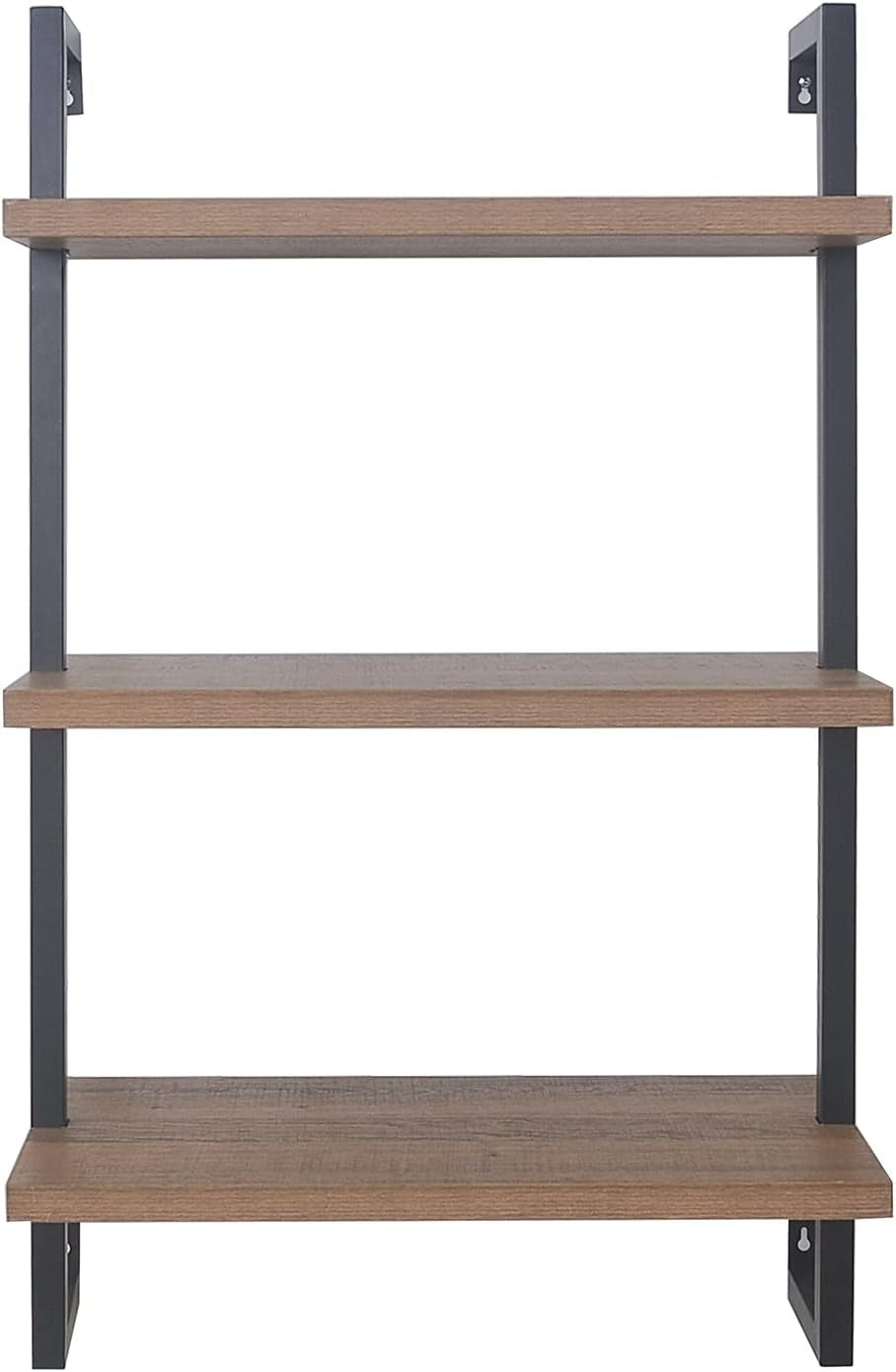 Theo 3-Shelf Small Bookcase, Floating Wall Mount Bookshelf with Wood and Industrial Pipe/Metal Frame, Rustic Oak/Matte Black