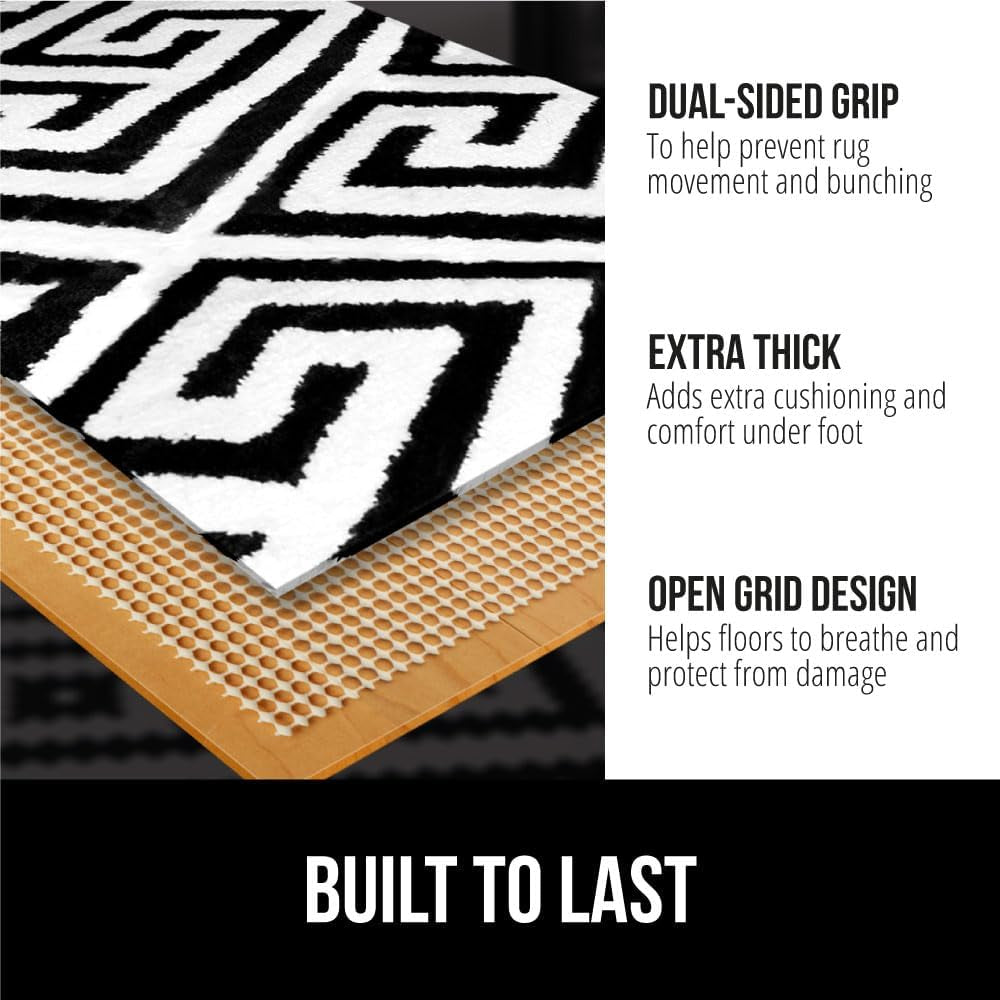 Strong Rug Pad Gripper, US Designed, Grips Keep Area Rugs Safe and in Place, Thick, Slip and Skid Resistant Pads for Hard Floors, under Carpet Mat Cushion and Hardwood Protection 2X3 FT