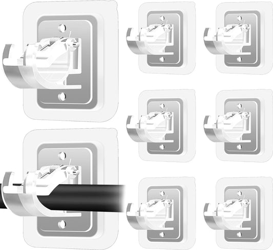 Self Adhesive No Drill Adjustable Curtain Rod Holder Hooks Brackets, Nail Free, No Drilling Hangers for Bathroom, Kitchen, Home, Bathroom and Hotel, Transparent, 8PCS