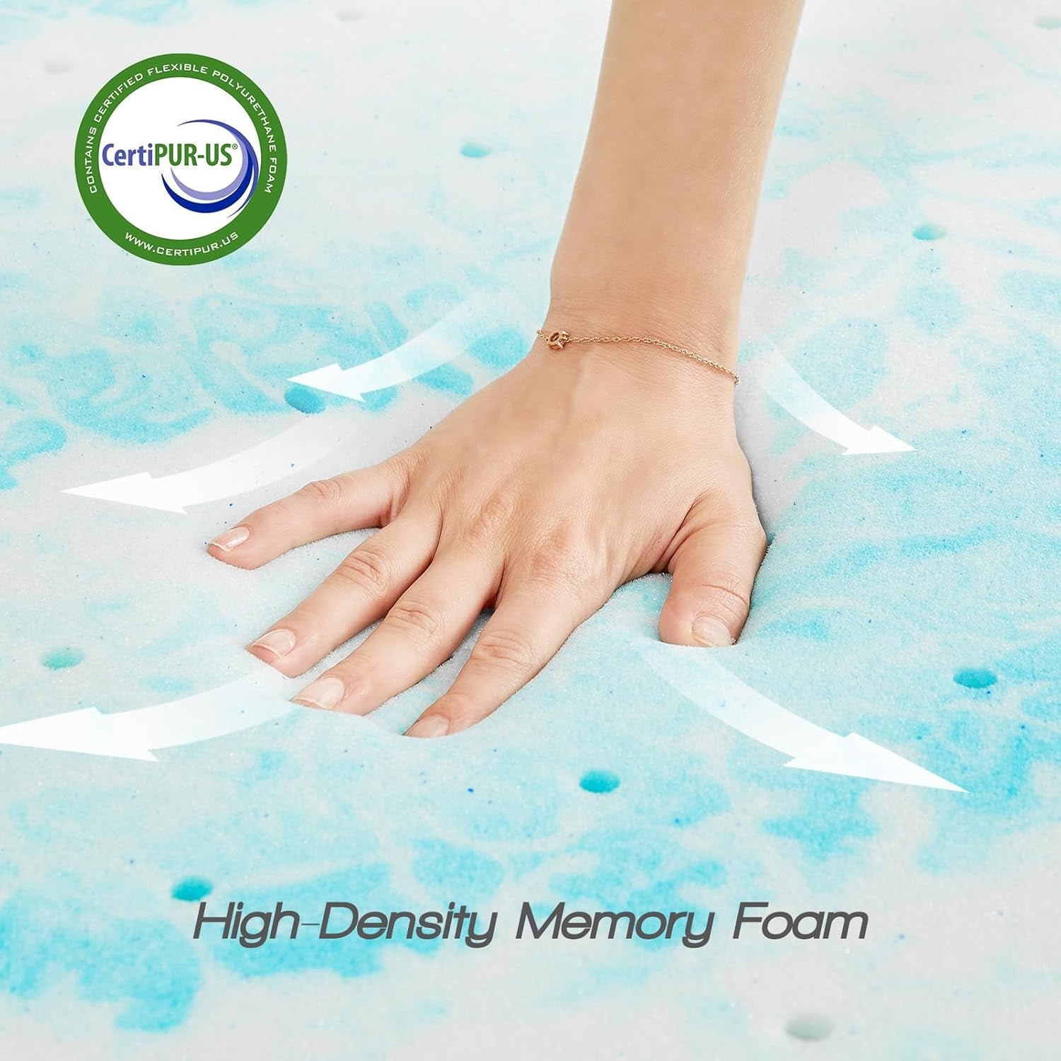Mattress Topper Twin,3 Inch Thick Memory Foam Gel Infused Cooling Toppers Pad for Twin Size Bed, Sleeper Sofa, RV, Camper, Certipur US Certified, Ventilated and Breathable, Blue