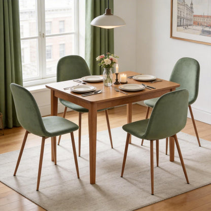 Velvet Dining Chairs Set of 4 - Modern Seating with Metal Legs for Living, Bedroom, Dining Room - Green Chairs, Chair Set for 4