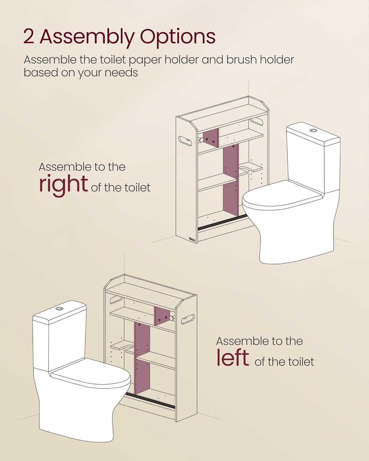 Bathroom Cabinet, Slim Bathroom Storage Cabinet, Toilet Paper Holder and Brush Compartment, Sliding Doors, Adjustable Shelves, Next to Toilet, 7.9 X 23.6 X 31.5 Inches, Cloud White UBBC752W01