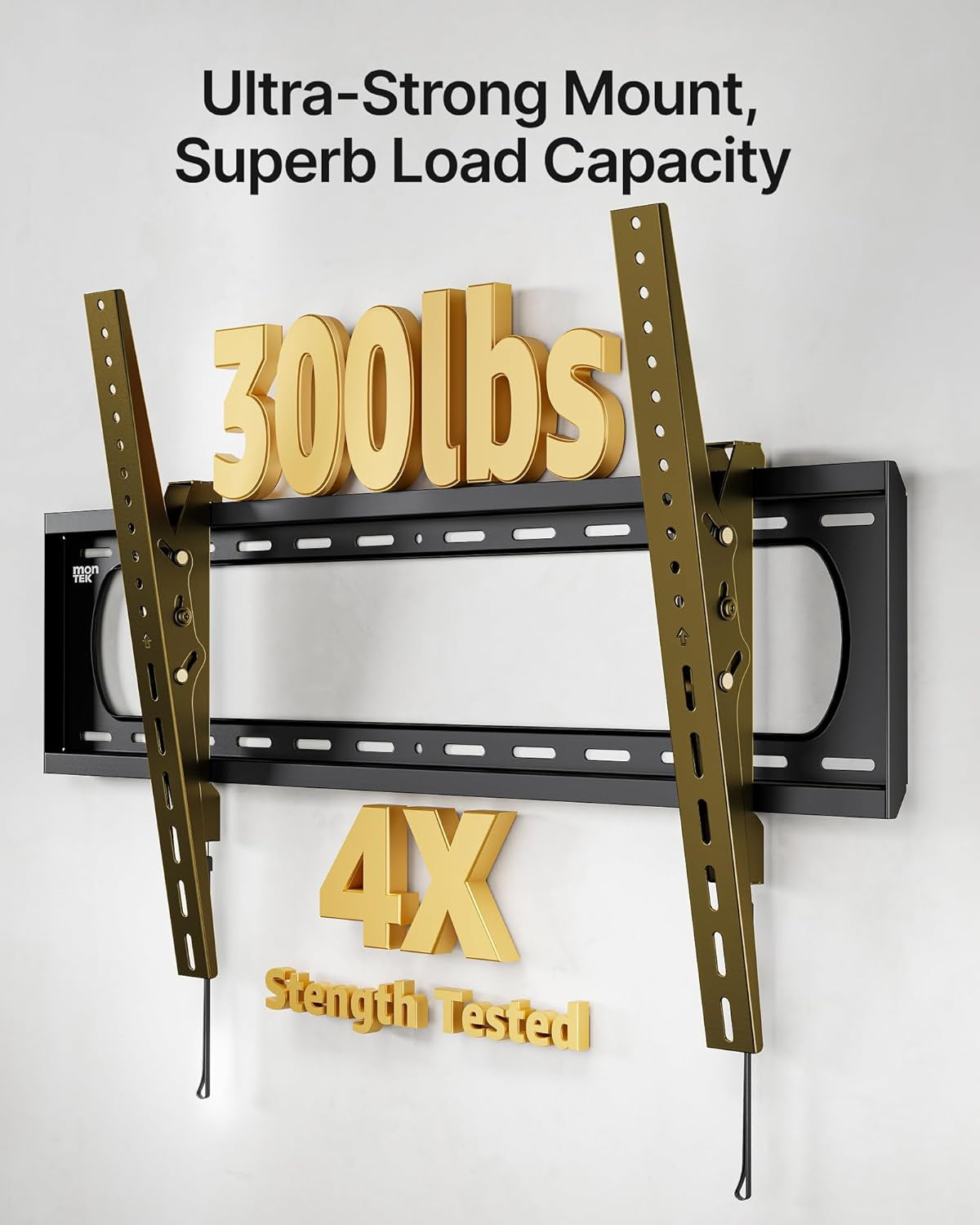 Heavy Duty Tilting TV Wall Mount for 60–120” Large Tvs up to 300 Lbs, 4X Safety Tested, 10° Tilt for Glare-Free Viewing, Low Profile Slim Bracket, Max VESA 900X600, Fits 16”/18”/24” Studs