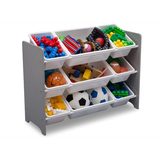 Mysize 9 Bin Plastic Toy Organizer - Greenguard Gold Certified, Grey