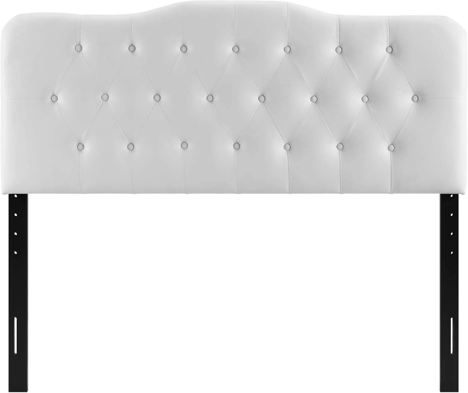 Annabel Tufted Button Faux Leather Upholstered Queen Headboard in White