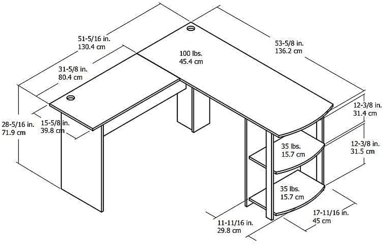 Dakota L-Desk with Bookshelves, Black Oak