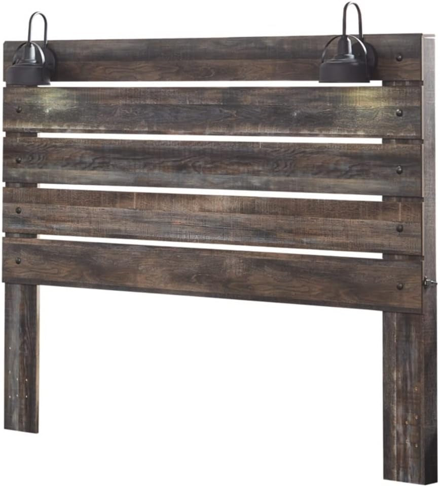 Drystan Rustic Panel Headboard ONLY with USB Charging Stations, King, Brown