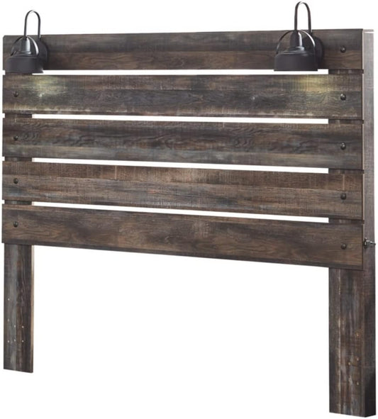 Drystan Rustic Panel Headboard ONLY with USB Charging Stations, King, Brown