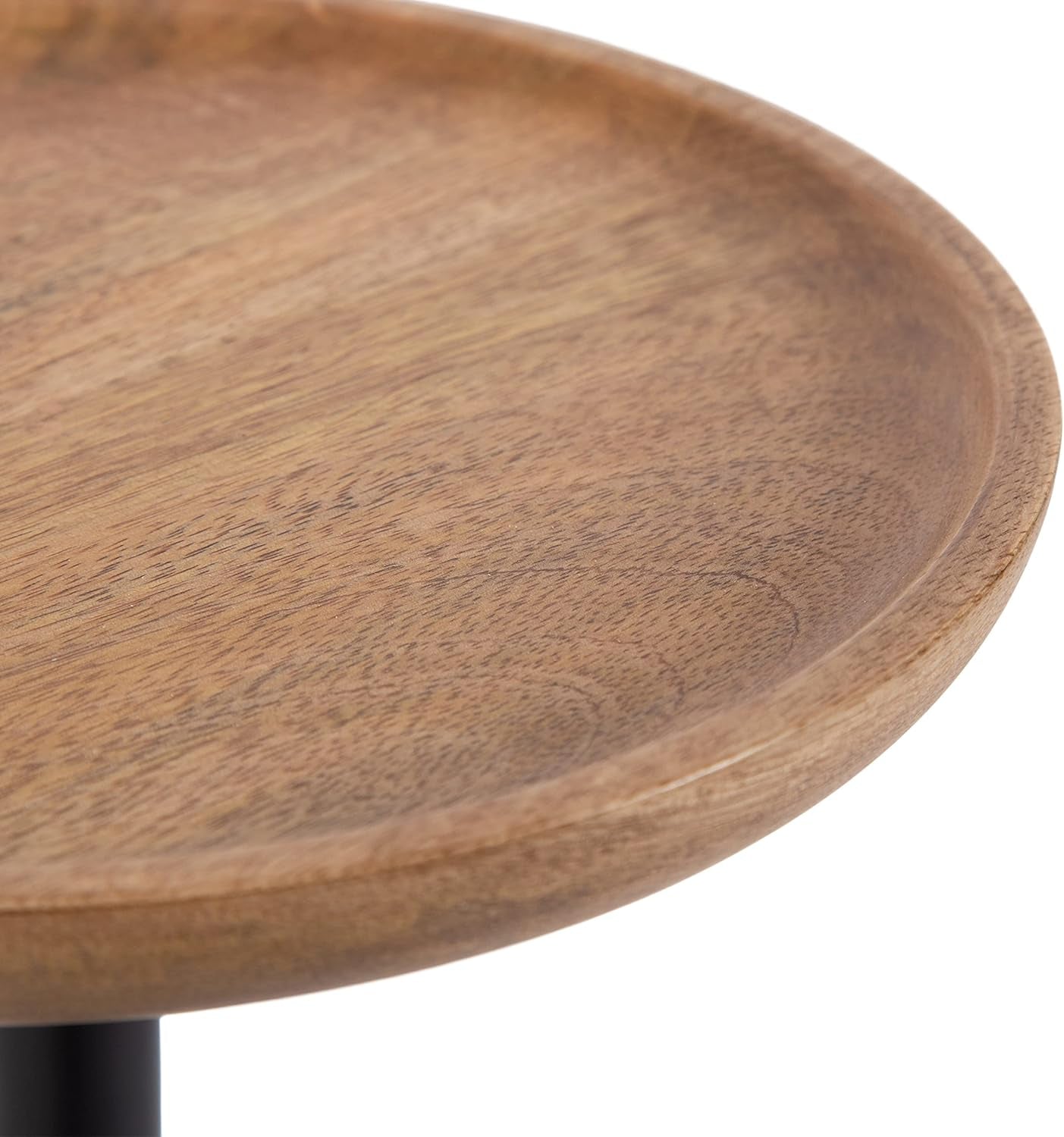 Xyler round Wood and Metal Drink Table, 10 X 10 X 24, Natural Brown Wood and Black, Transitional Plant Pedestal Table for Storage and Display