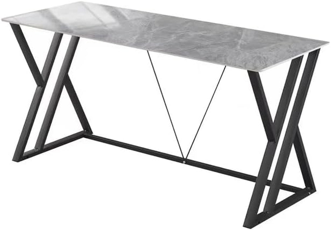 Modern Computer Desk with X-Frame Metal Legs, Black Frame, Writing Table, Home Office Workstation