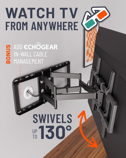 Maxmotion TV Wall Mount for Large Tvs 42" to 90" - Full Motion Has Smooth Swivel, Tilt, & Extension - Universal Design Works with Samsung, Vizio & More - Includes Hardware & Drill Template