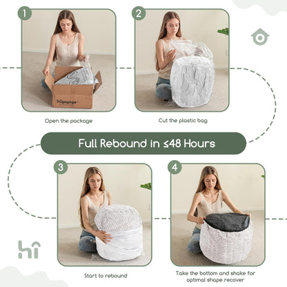 Pouf Ottoman Stuffed round Modern Foam Filled Foot Rest Poufs for Living Room Chair Decorative 20 X 15 Inches Boho Relax Stool for Wedding Christmas Party, Beige
