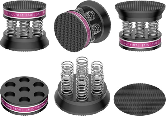 4Px Spring Speaker Spike Pads, Isolation Stand Feet, Aluminum Non-Slip Speaker Floor Protectors, Sound Dampening anti Vibration Speaker Base Pad for Hifi Amplifier/Dac/Turntable/Player