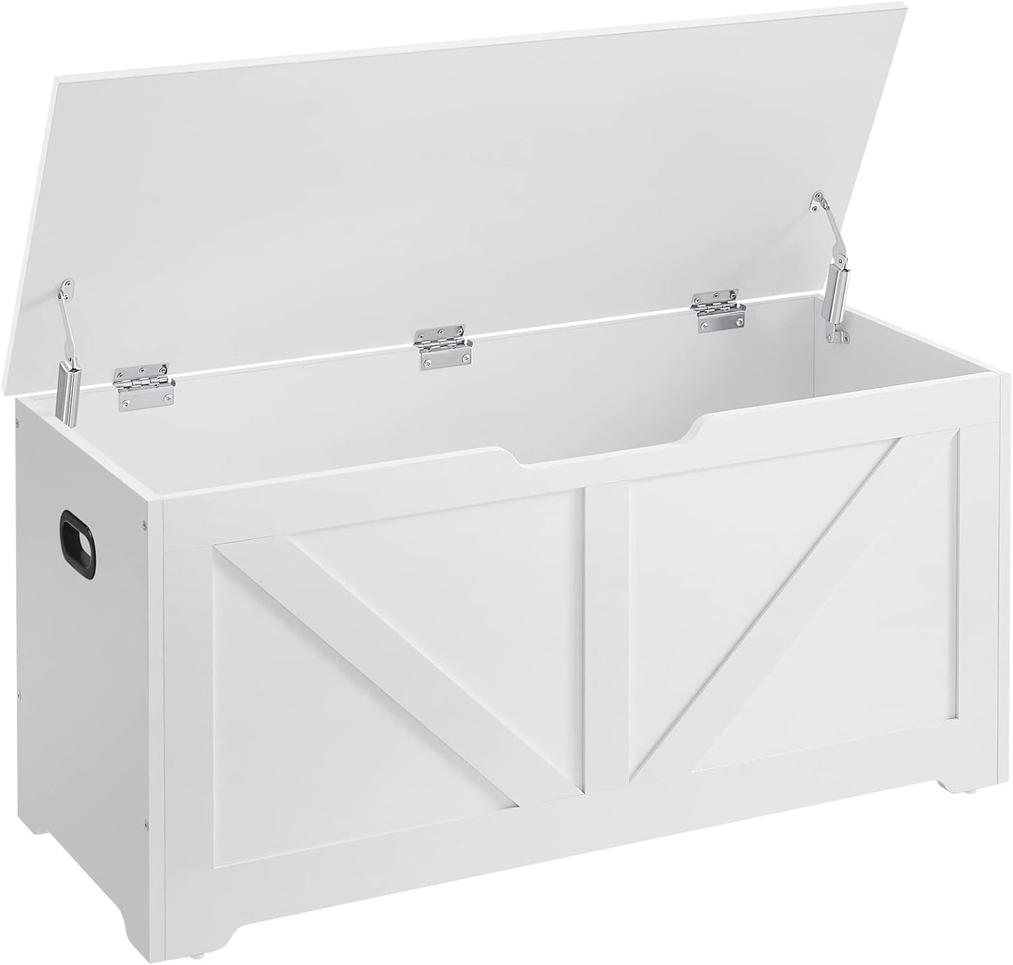 Storage Chest, Storage Trunk with 2 Safety Hinges, Storage Bench, Shoe Bench, Farmhouse Style, 15.7 X 39.4 X 18.1 Inches, for Entryway, Bedroom, Living Room, Cloud White ULSB060T14