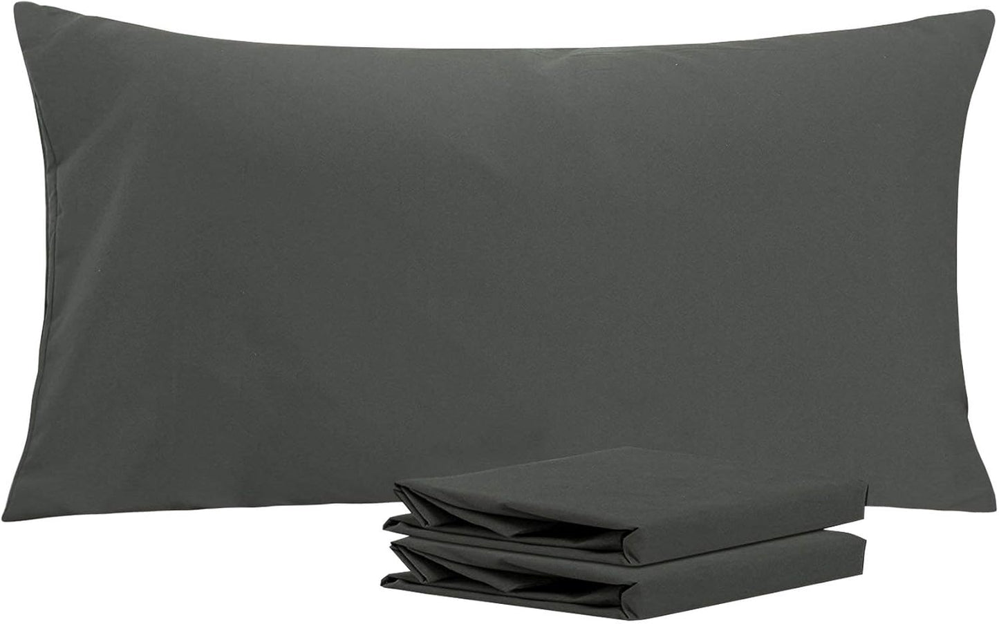 King Pillowcase Set - 2 Pack Brushed Microfiber 20X36 Pillowcases - Soft, Wrinkle-Free, Fade-Resistant, Stain-Resistant, Dark Grey Pillowcases with Envelope Closure - 20X36 Inches, Dark Grey