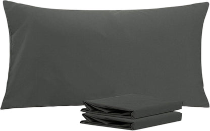 King Pillowcase Set - 2 Pack Brushed Microfiber 20X36 Pillowcases - Soft, Wrinkle-Free, Fade-Resistant, Stain-Resistant, Dark Grey Pillowcases with Envelope Closure - 20X36 Inches, Dark Grey