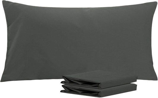 King Pillowcase Set - 2 Pack Brushed Microfiber 20X36 Pillowcases - Soft, Wrinkle-Free, Fade-Resistant, Stain-Resistant, Dark Grey Pillowcases with Envelope Closure - 20X36 Inches, Dark Grey